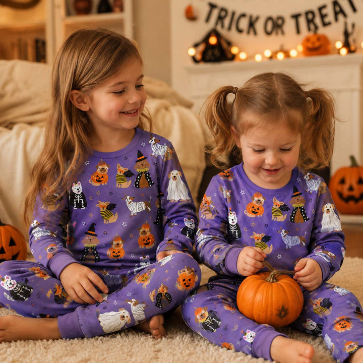 Halloween Costume Dogs Bamboo Two Piece Long Sleeve Pajama Set