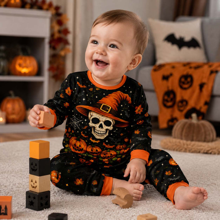 Halloween Skull Magic Bamboo Two Piece Long Sleeve Pajama Set