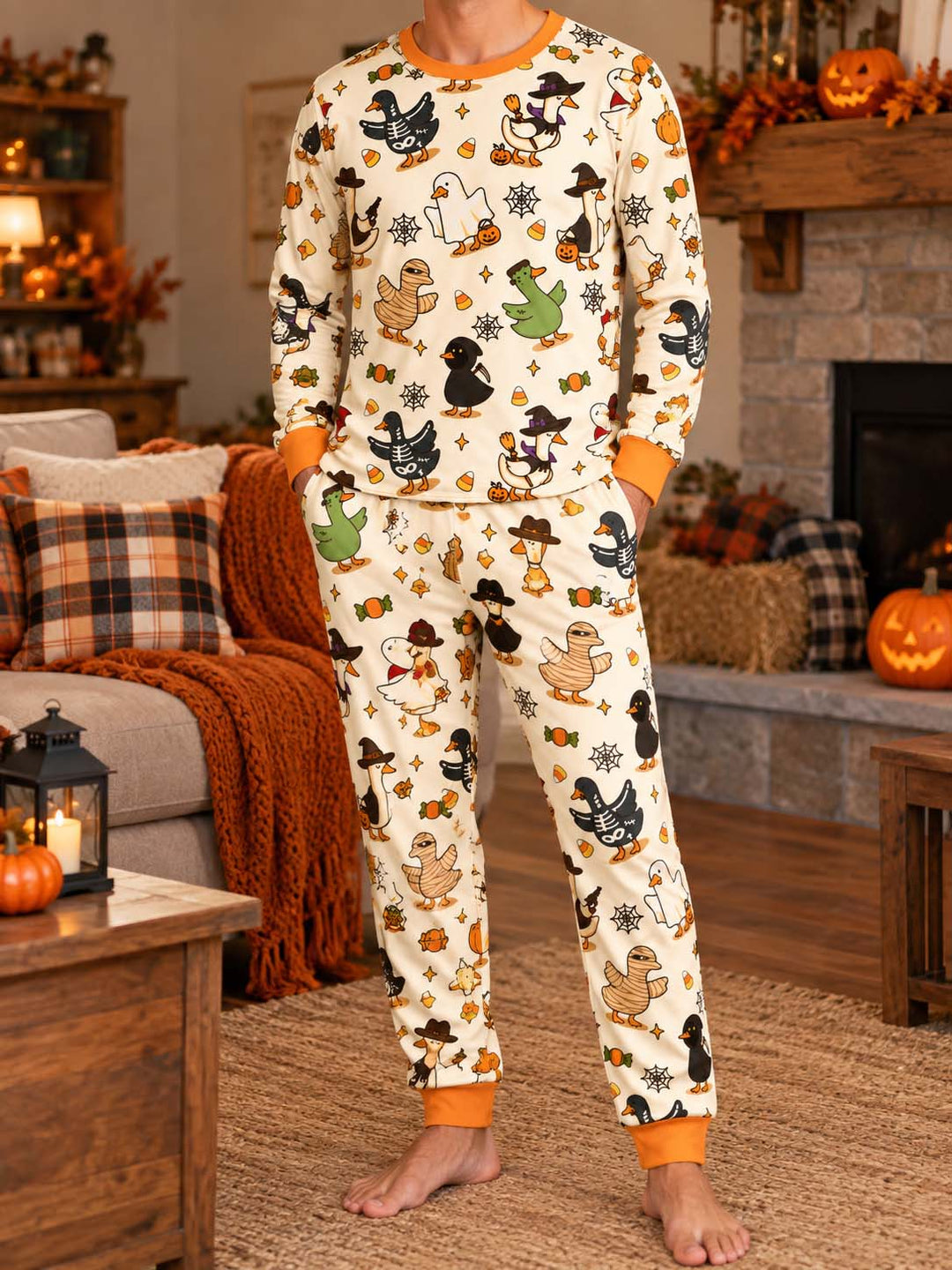 Halloween Goose Parade Bamboo Men's Pajama Set