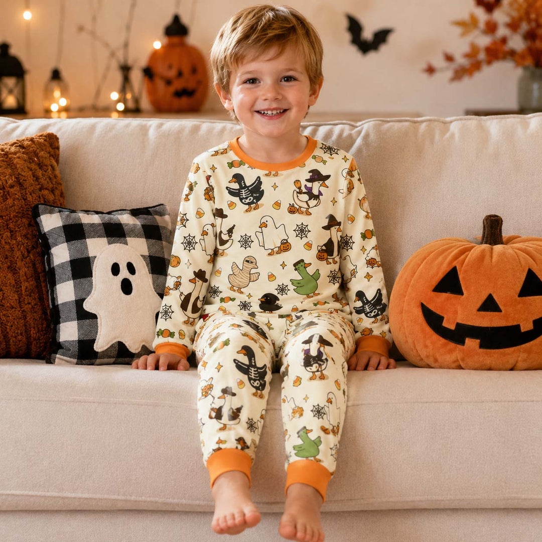 Halloween Goose Parade Bamboo Two Piece Long Sleeve Pajama Set