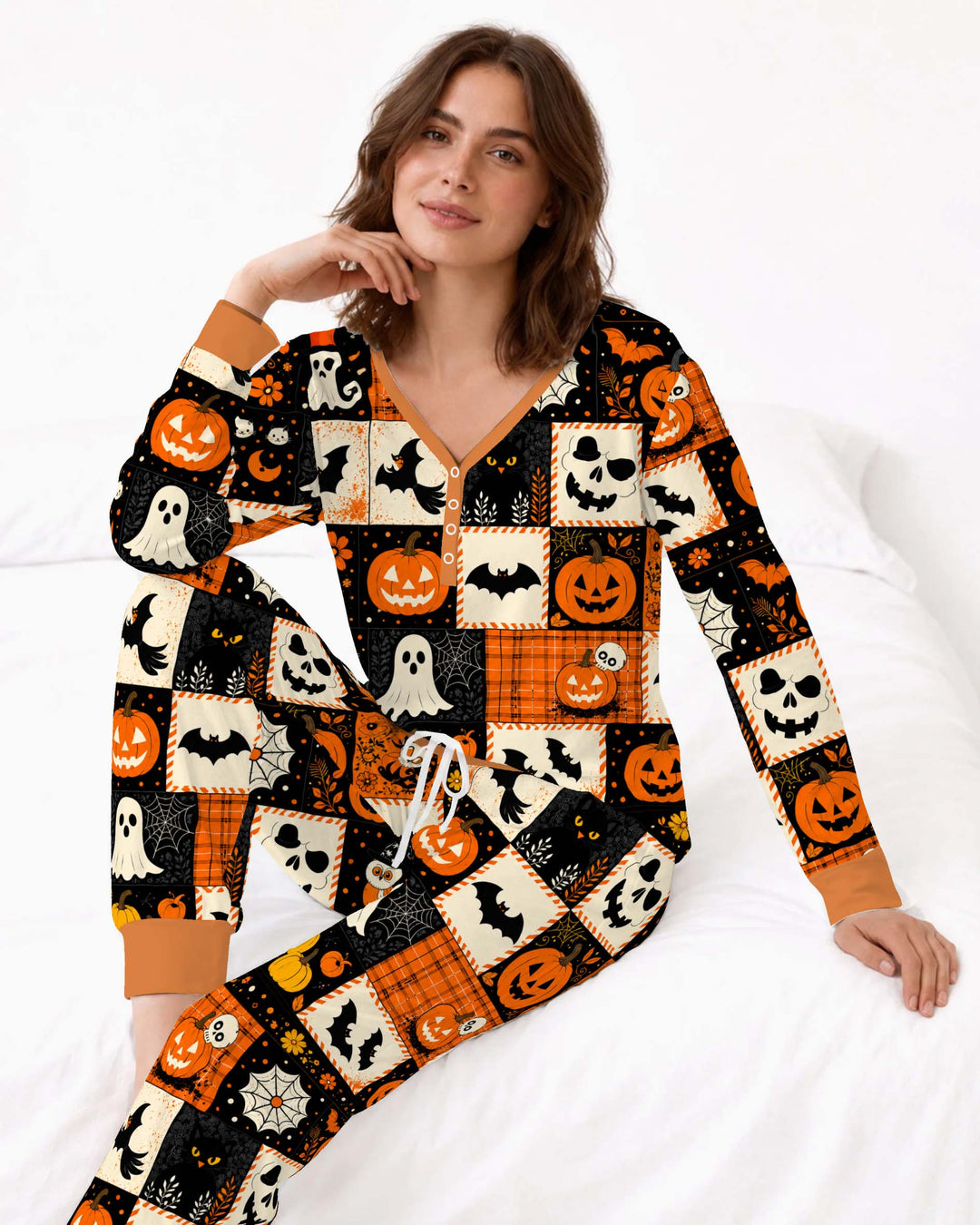 Halloween Patchwork Charm Bamboo Women Pajama Set