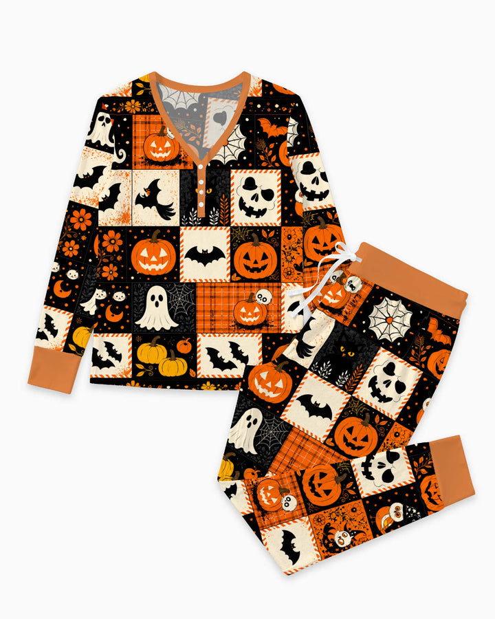 Halloween Patchwork Charm Bamboo Women Pajama Set