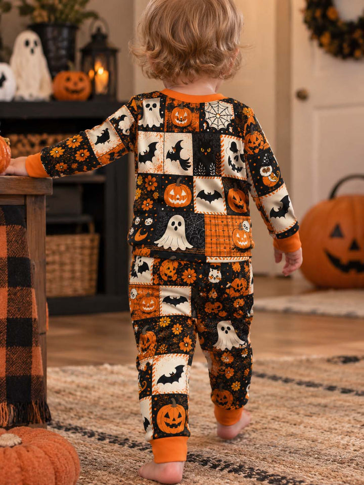 Halloween Patchwork Charm Bamboo Two Piece Long Sleeve Pajama Set