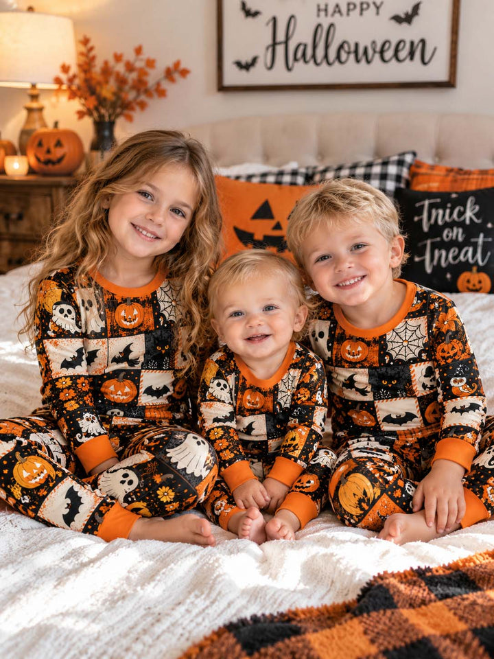 Halloween Patchwork Charm Bamboo Two Piece Long Sleeve Pajama Set