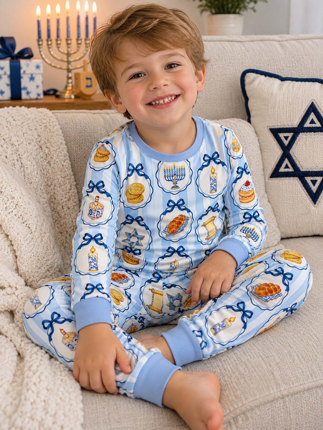 Hanukkah Traditions Bamboo Two Piece Long Sleeve Pajama Set