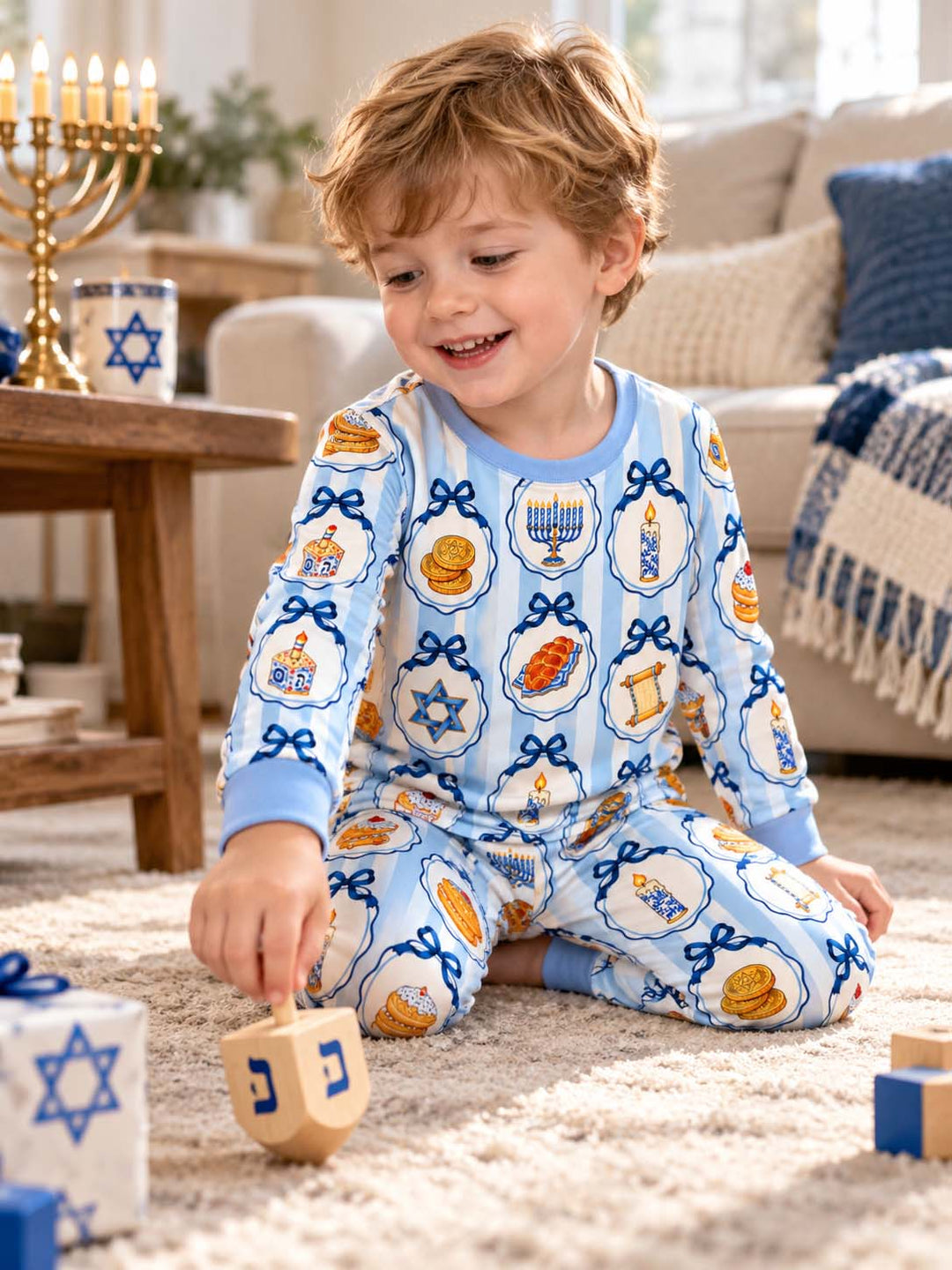 Hanukkah Traditions Bamboo Two Piece Long Sleeve Pajama Set