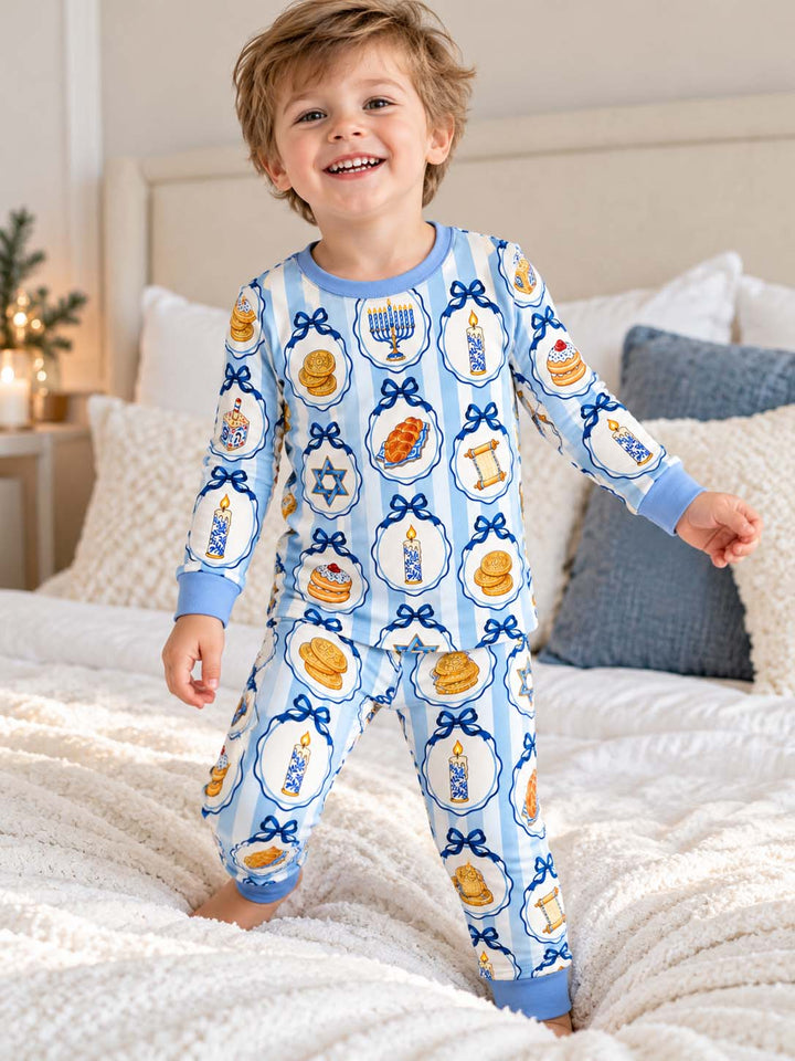 Hanukkah Traditions Bamboo Two Piece Long Sleeve Pajama Set