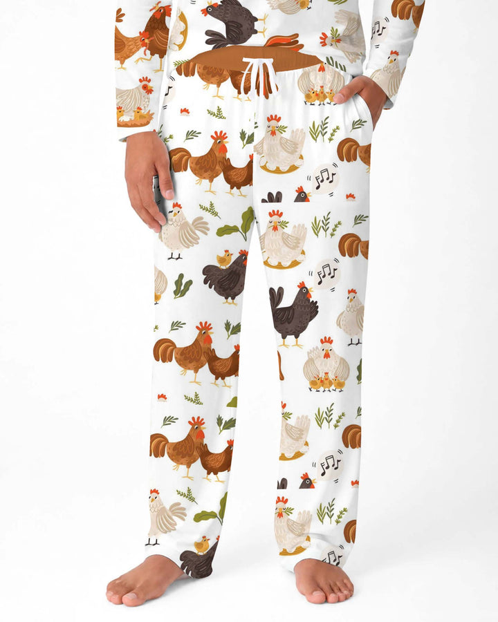 Happy Chicken Family Bamboo Men's Pajama Set