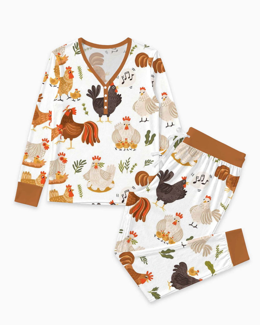 Happy Chicken Family Bamboo Women Pajama Set