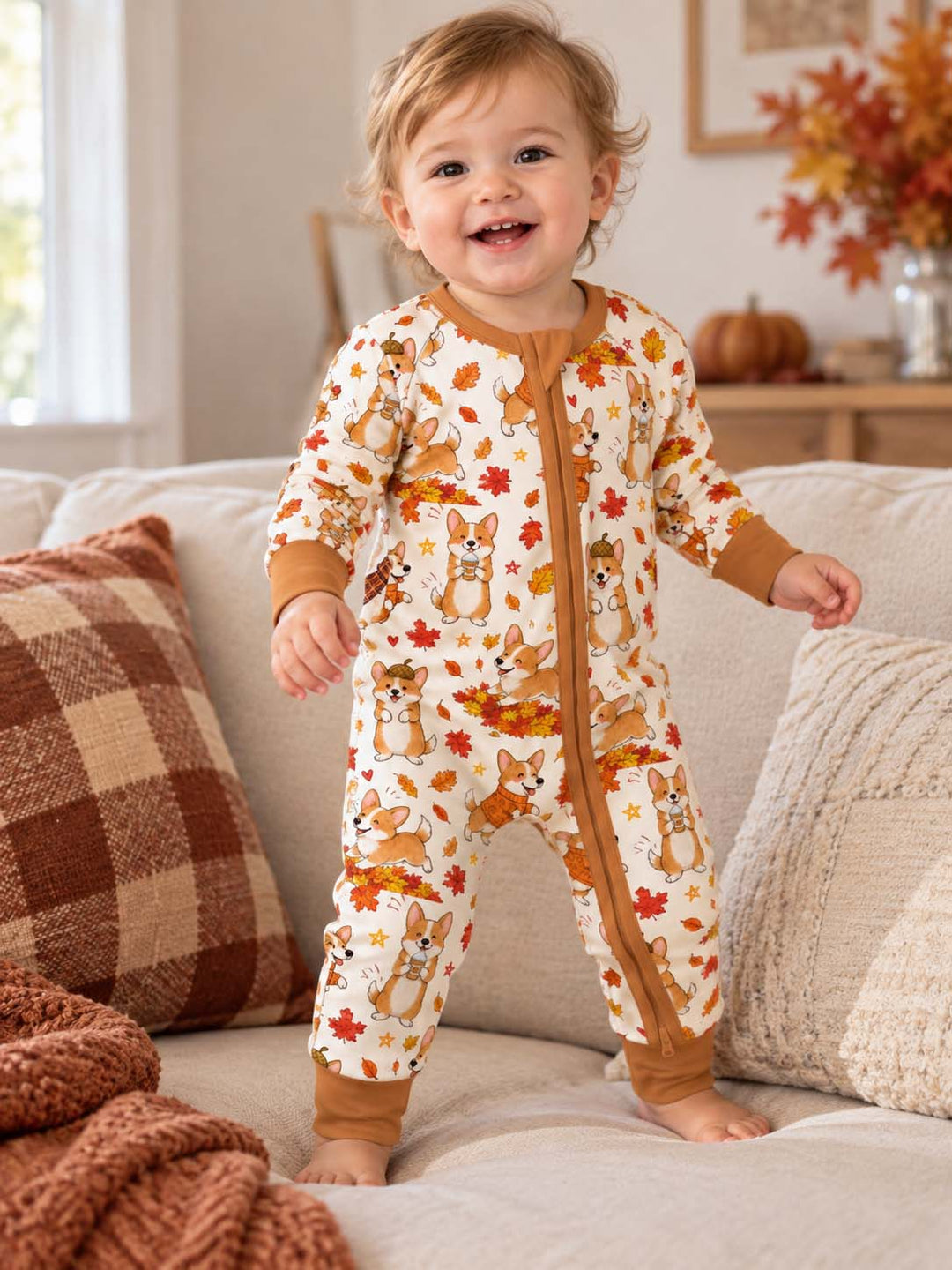 Happy Fall Corgis Bamboo Convertible Zippy