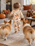 Happy Fall Corgis Bamboo Two Piece Long Sleeve Pajama Set