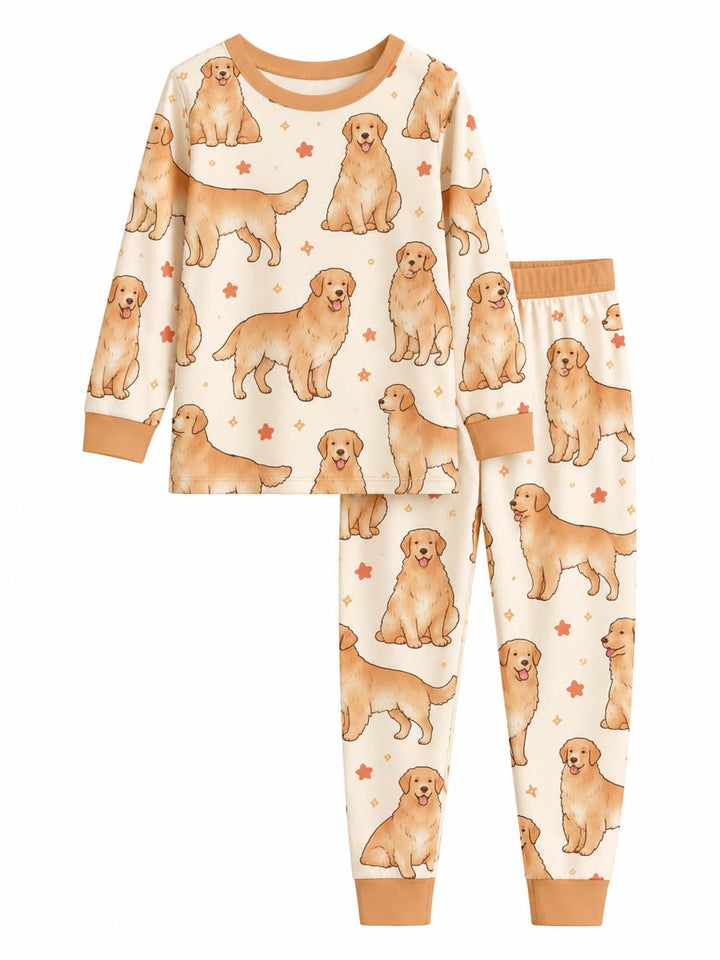 Happy Golden Retriever Moments Bamboo Two Piece Long Sleeve Pajama Set