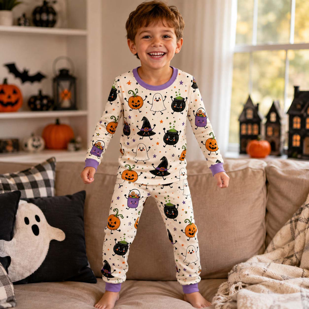 Happy Halloween Friends Bamboo Two Piece Long Sleeve Pajama Set