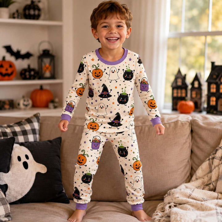 Happy Halloween Friends Bamboo Two Piece Long Sleeve Pajama Set
