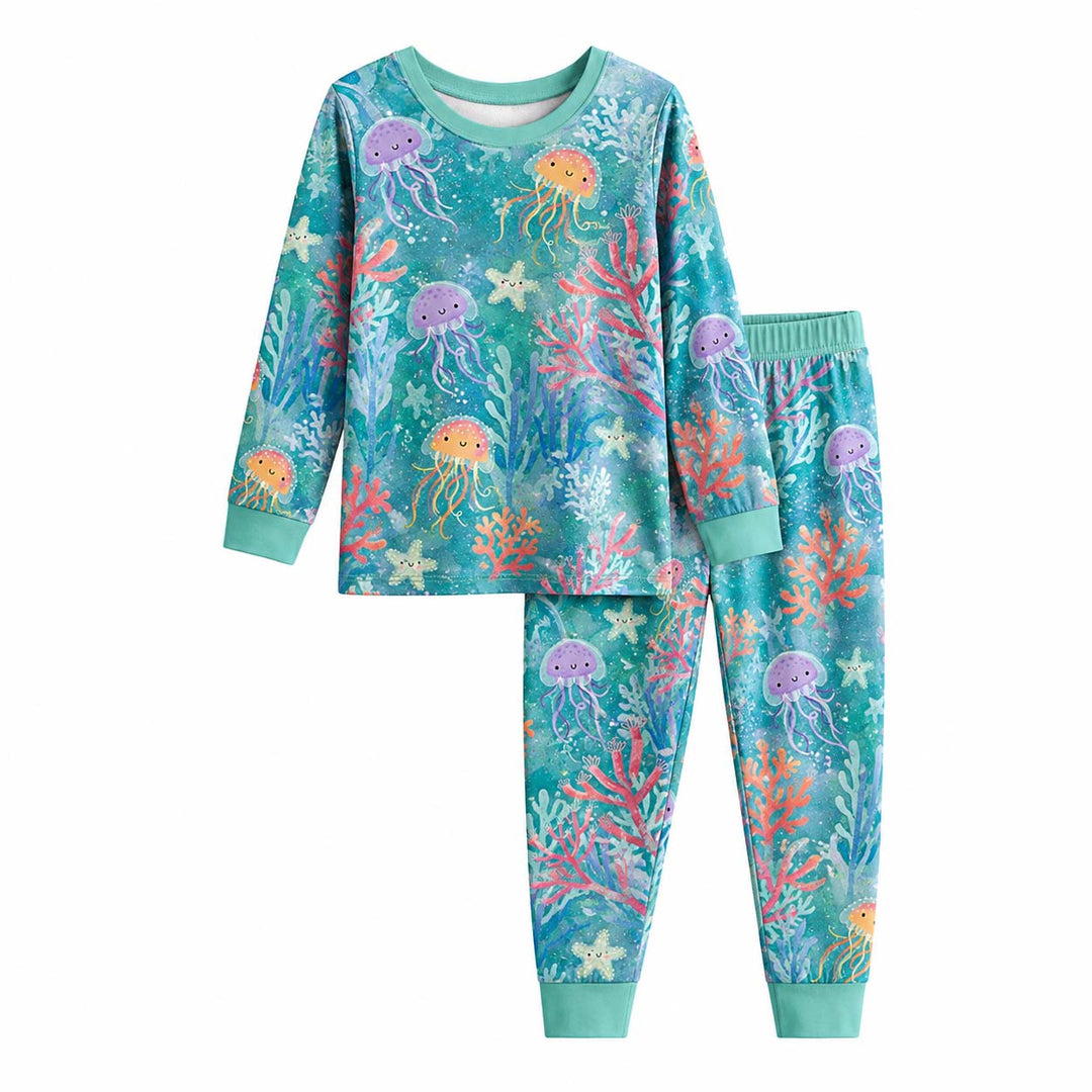 Happy Jellyfish Garden Bamboo Two Piece Long Sleeve Pajama Set
