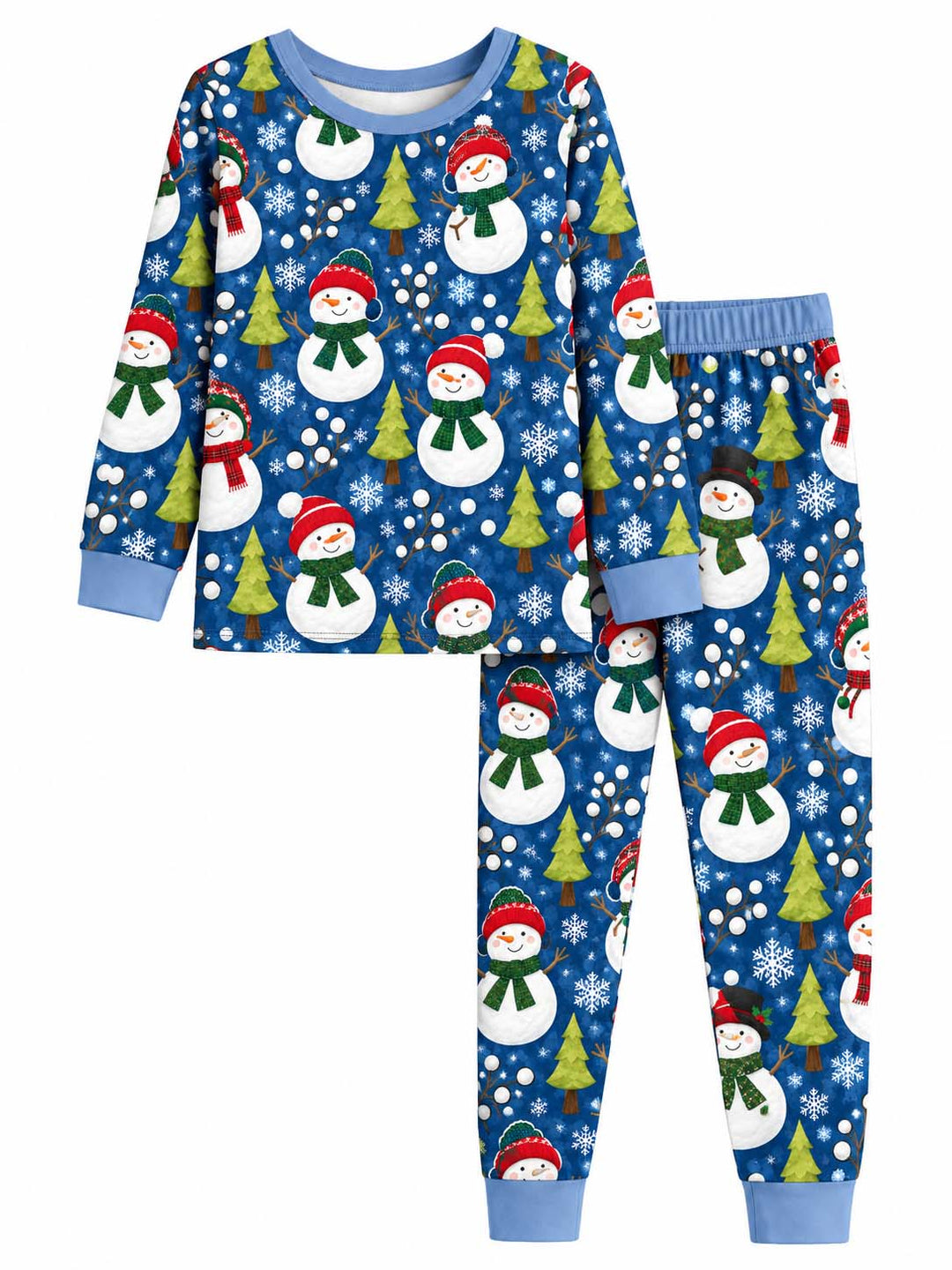 Happy Snowman Winter Bamboo Two Piece Long Sleeve Pajama Set