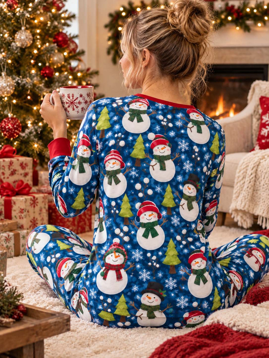 Happy Snowman Winter Bamboo Women Pajama Set