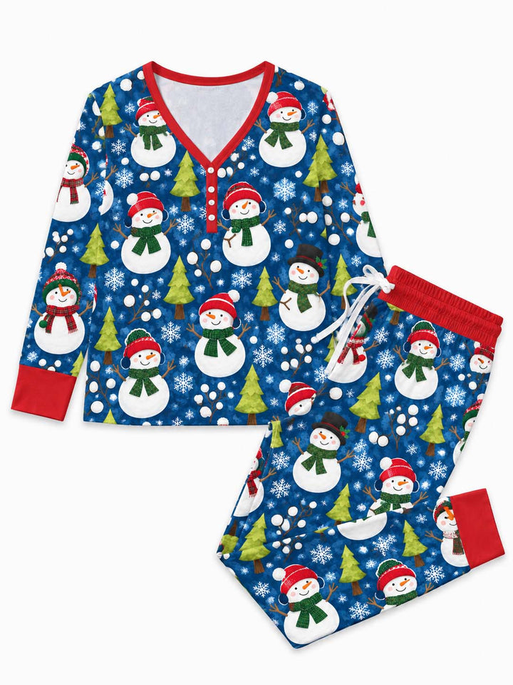 Happy Snowman Winter Bamboo Women Pajama Set