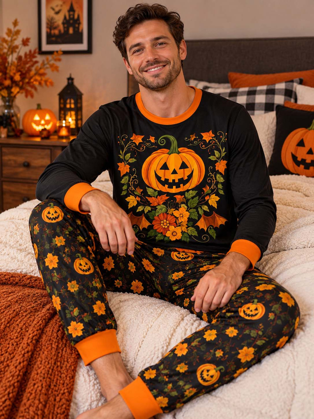 Harvest Pumpkin Glow Bamboo Men's Pajama Set