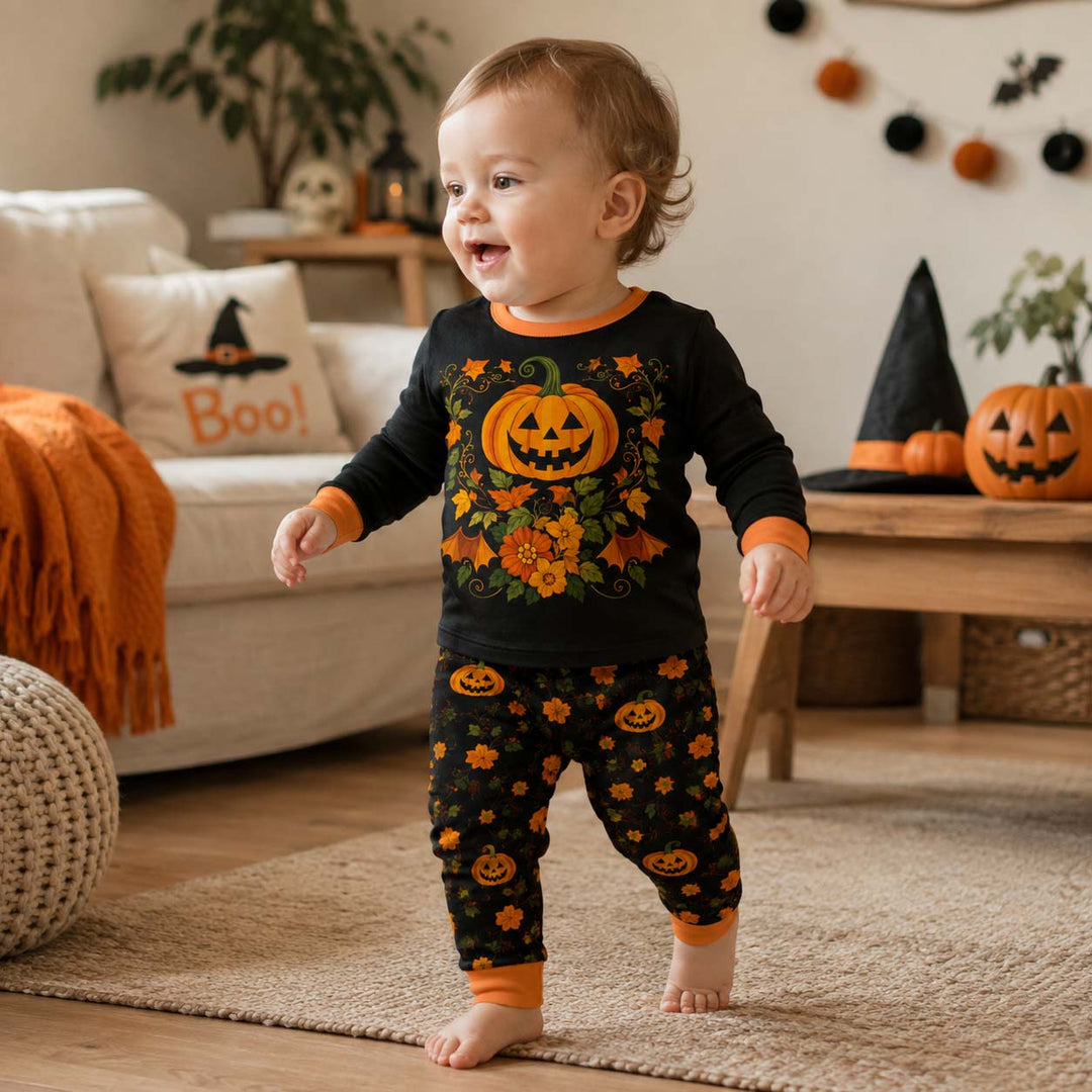 Harvest Pumpkin Glow Bamboo Two Piece Long Sleeve Pajama Set