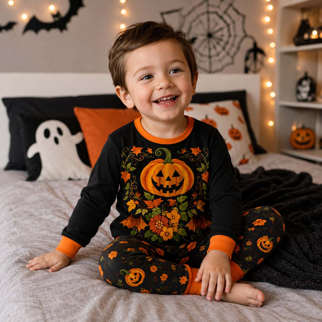 Harvest Pumpkin Glow Bamboo Two Piece Long Sleeve Pajama Set