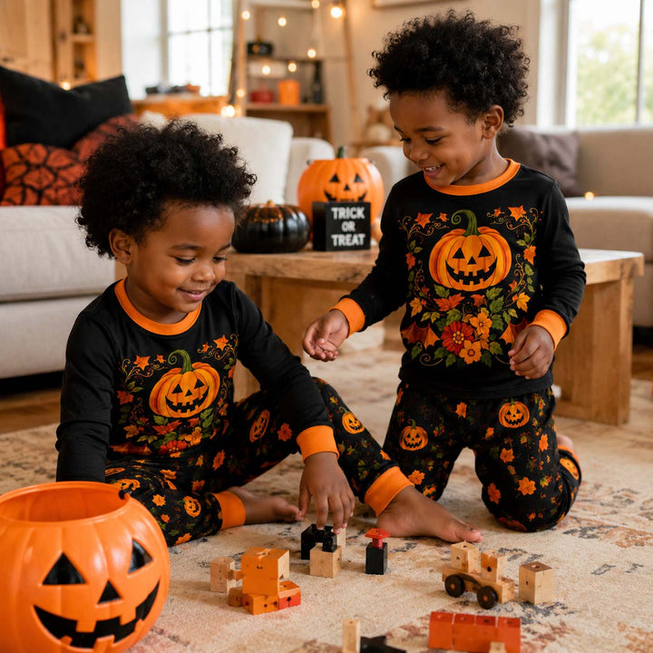 Harvest Pumpkin Glow Bamboo Two Piece Long Sleeve Pajama Set
