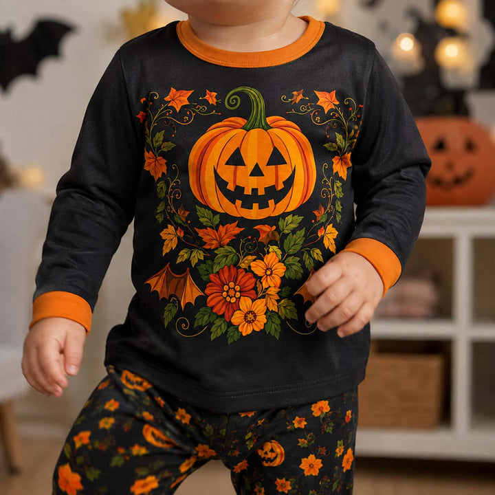 Harvest Pumpkin Glow Bamboo Two Piece Long Sleeve Pajama Set