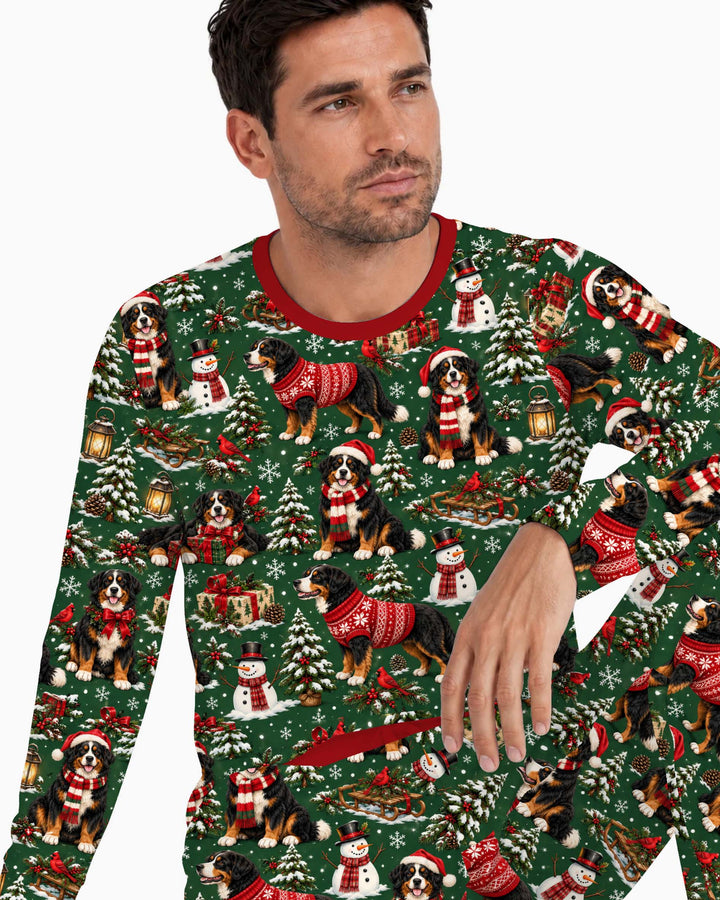 Holly Bernese Christmas Bamboo Men's Pajama Set