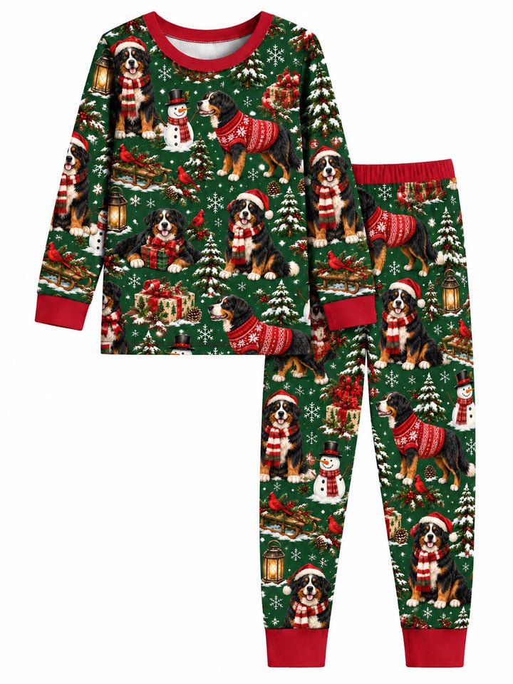 Holly Bernese Christmas Bamboo Two Piece Long Sleeve Pajama Set