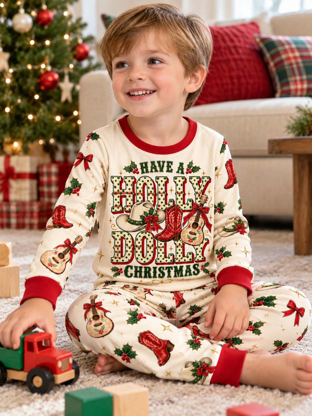 Holly Dolly Christmas Bamboo Two Piece Long Sleeve Pajama Set