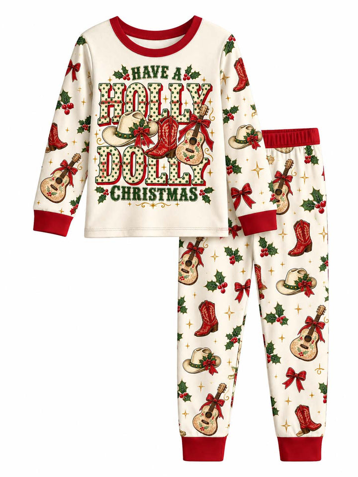 Holly Dolly Christmas Bamboo Two Piece Long Sleeve Pajama Set