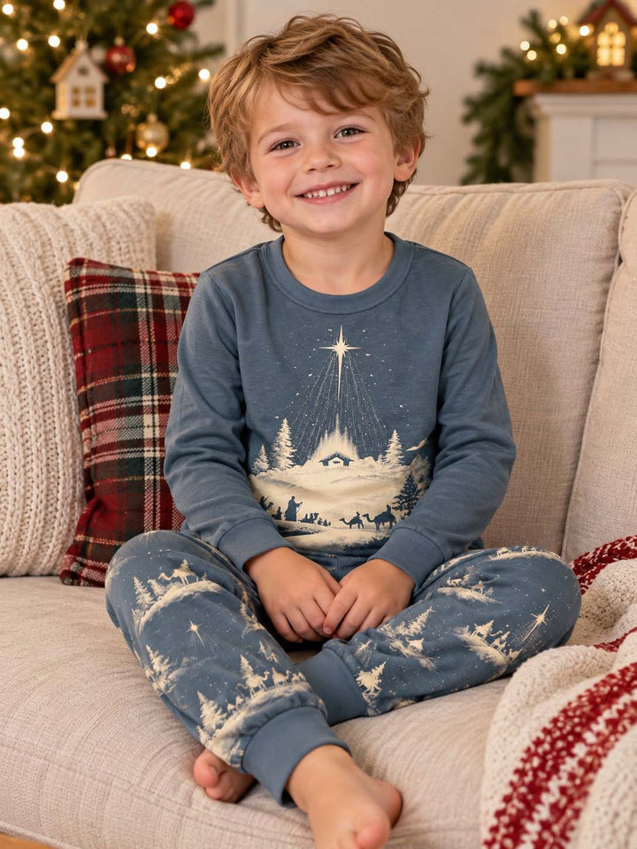 Holy Night Nativity Bamboo Two Piece Long Sleeve Pajama Set