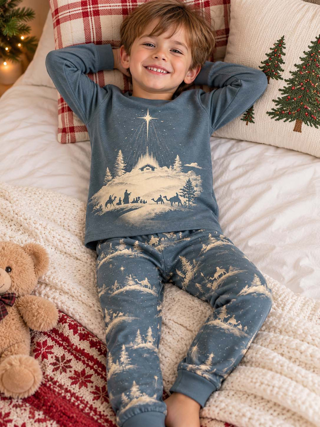 Holy Night Nativity Bamboo Two Piece Long Sleeve Pajama Set