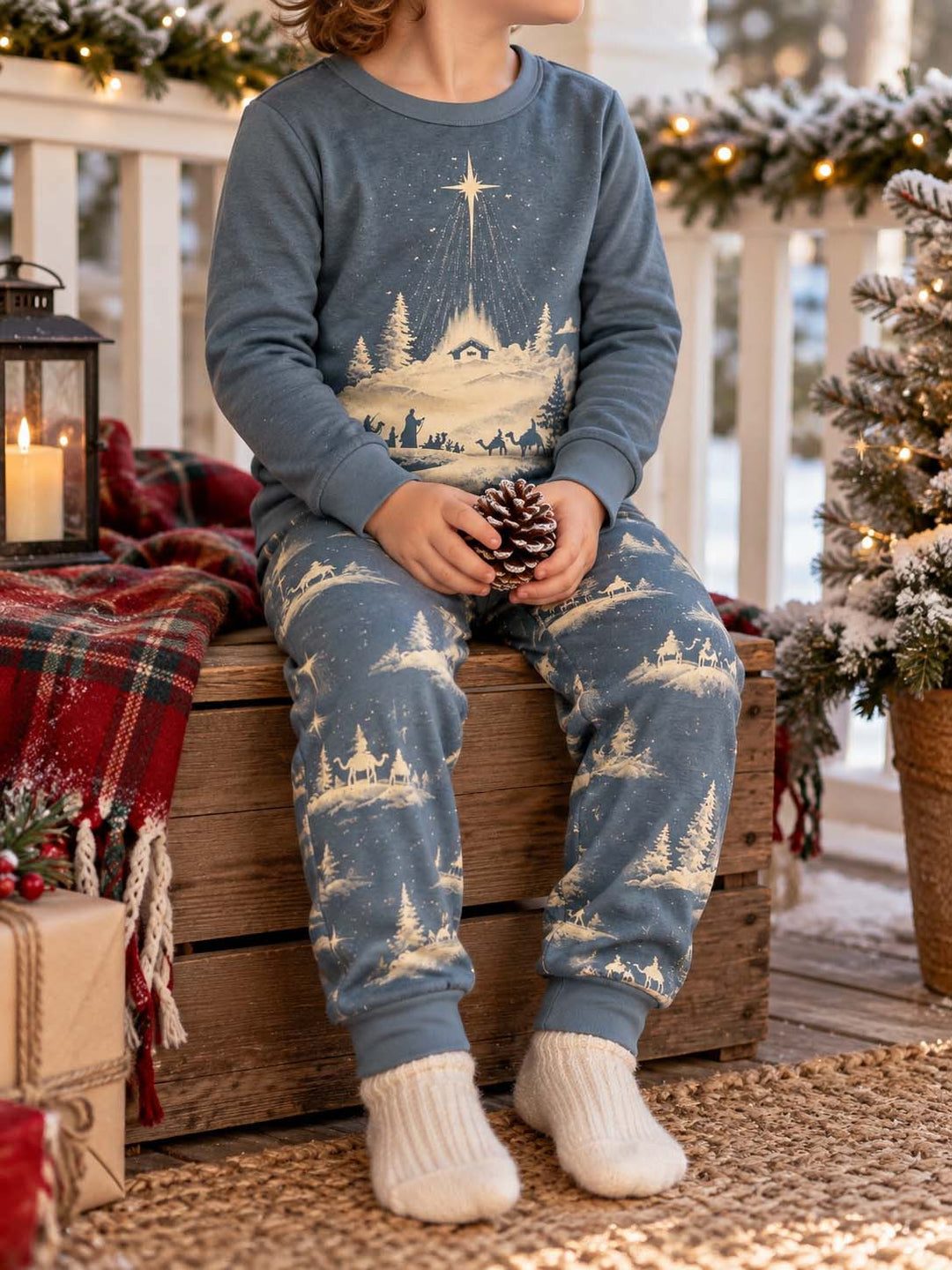 Holy Night Nativity Bamboo Two Piece Long Sleeve Pajama Set