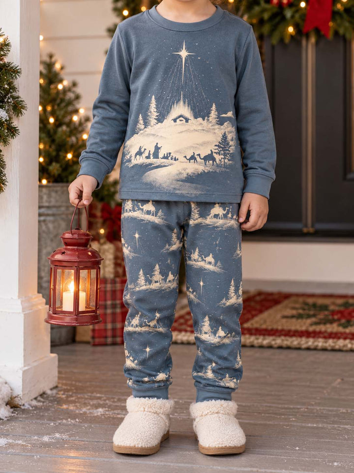 Holy Night Nativity Bamboo Two Piece Long Sleeve Pajama Set