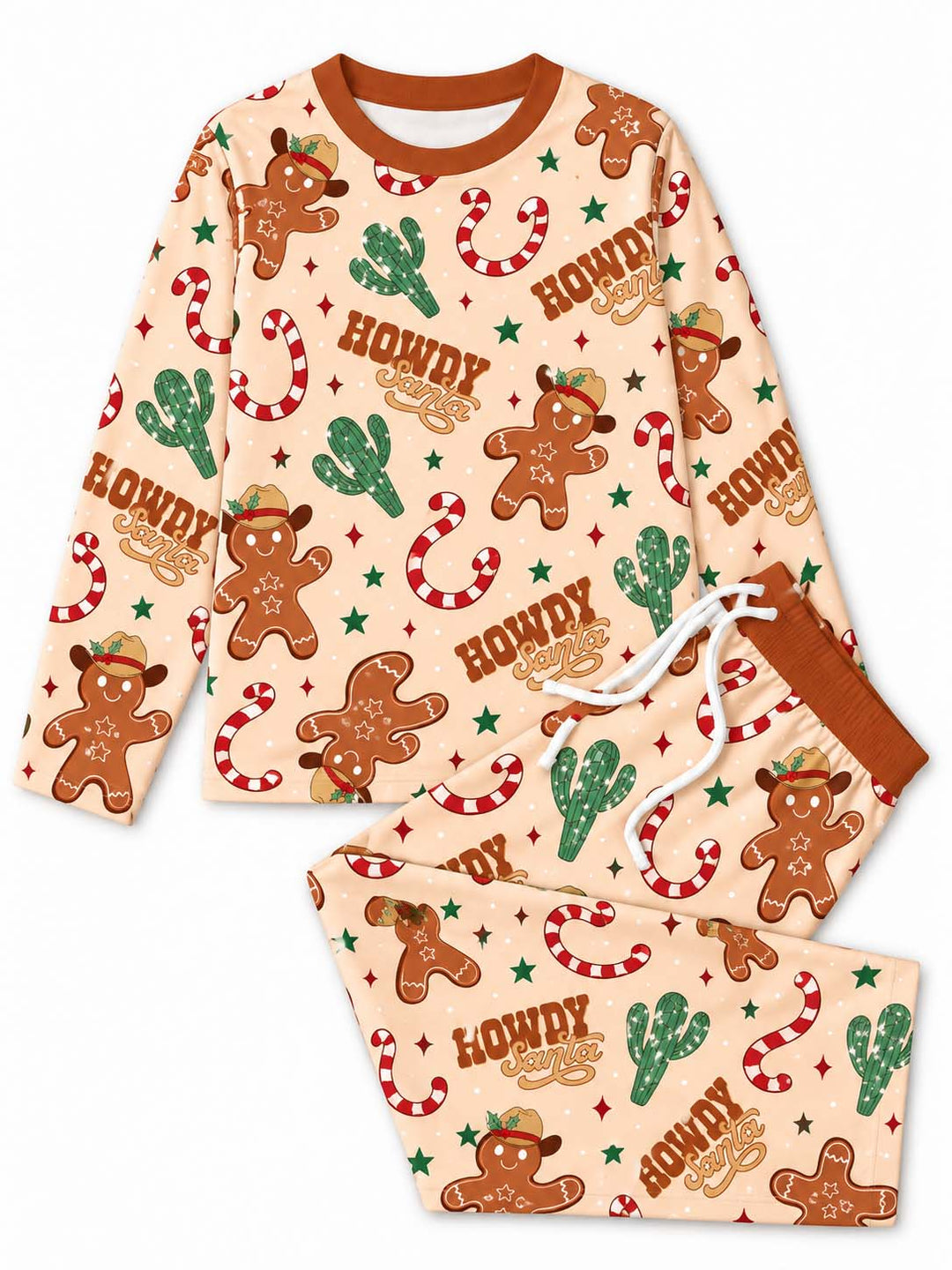 Howdy Santa Gingerbread Christmas Bamboo Men's Pajama Set