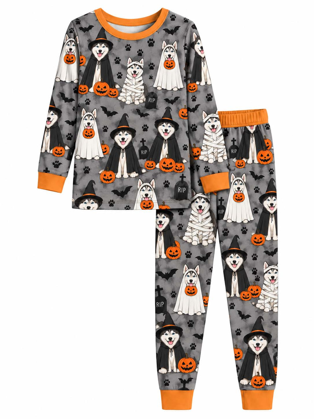 Husky Halloween Costume Party Bamboo Two Piece Long Sleeve Pajama Set