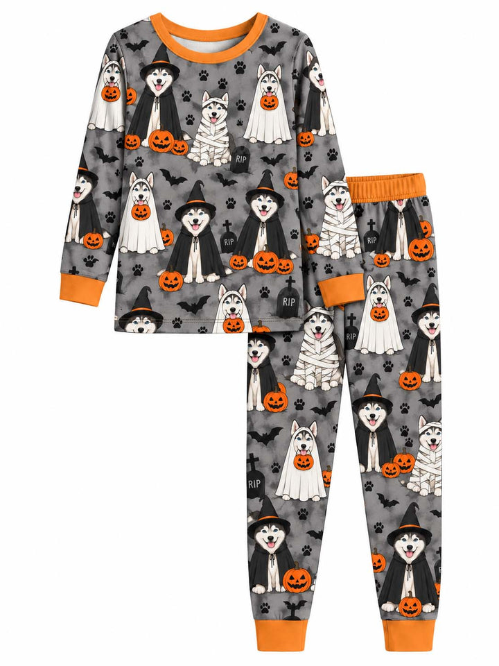 Husky Halloween Costume Party Bamboo Two Piece Long Sleeve Pajama Set