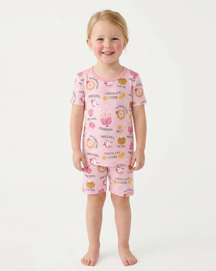 Family Hanukkah Matching Bamboo Two Piece Short Sleeve Shorts Pajama Set