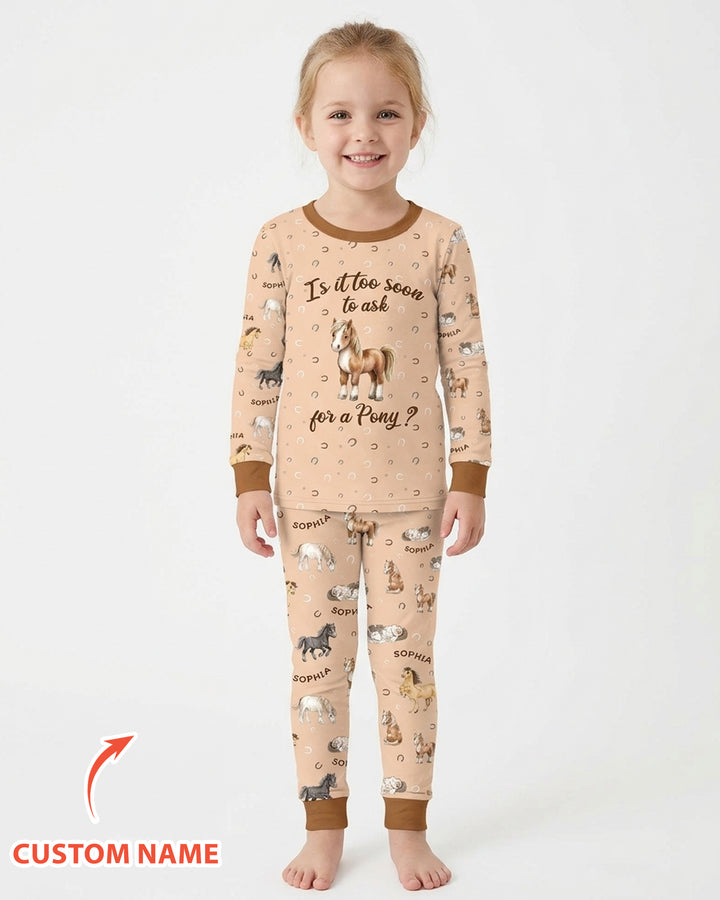 Custom Name Is It Too Soon to Ask for a Pony Bamboo Two Piece Long Sleeve Pajama Set