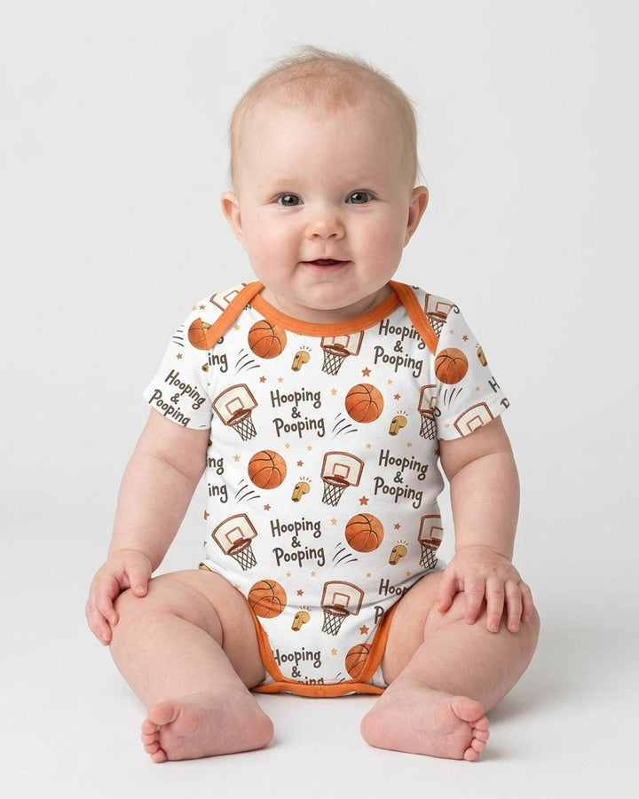 Funny Basketball Hooping & Pooping Bamboo Bodysuit