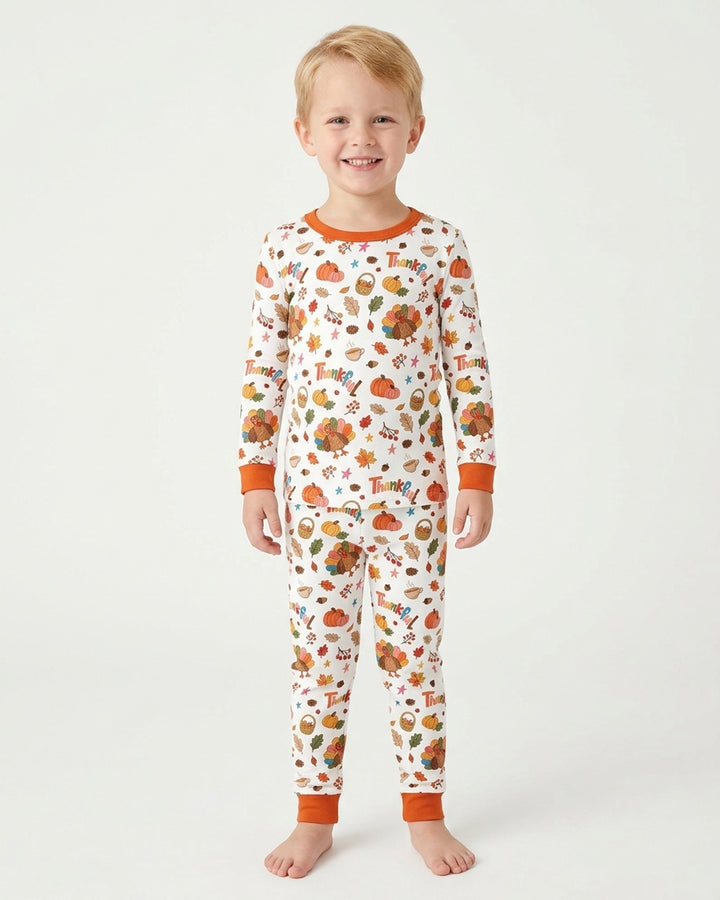 Thankful Turkey Bamboo Two Piece Long Sleeve Pajama Set