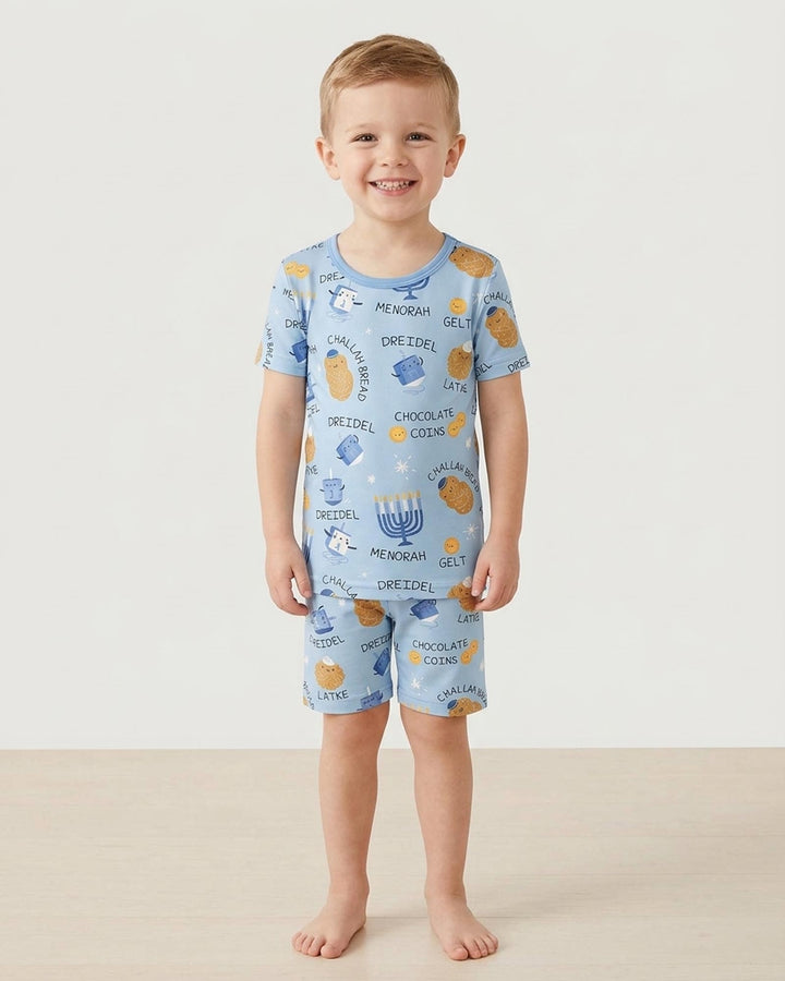 Family Hanukkah Matching Bamboo Two Piece Short Sleeve Shorts Pajama Set