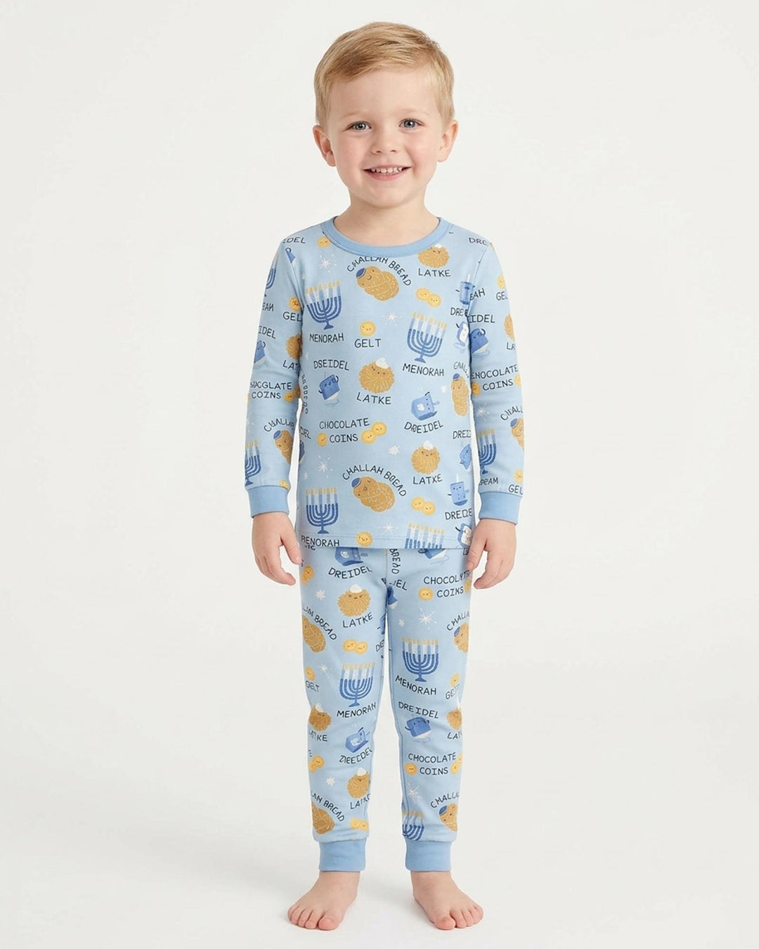 Family Hanukkah Matching Bamboo Two Piece Long Sleeve Pajama Set