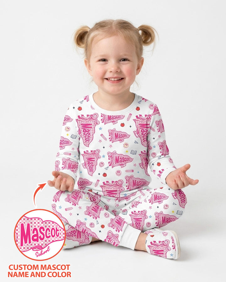 Custom Mascot School Name Bamboo Two Piece Long Sleeve Pajama Set