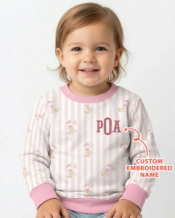 Custom Name Embroidered Birthday Girl  Bamboo Crewneck Sweatshirt