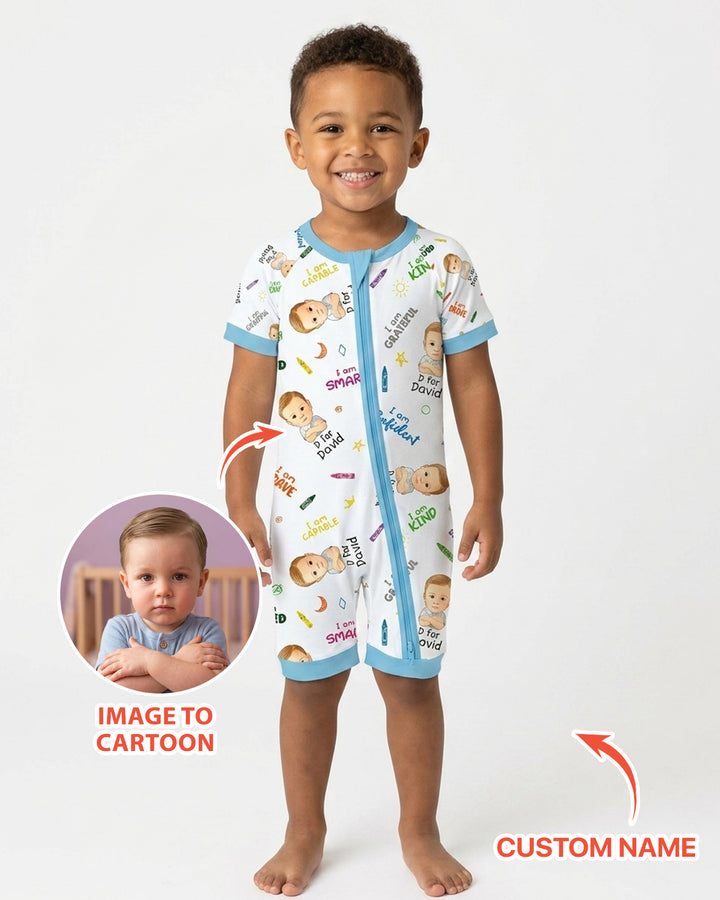 Kids Affirmations Custom  Bamboo Shorty Zippy