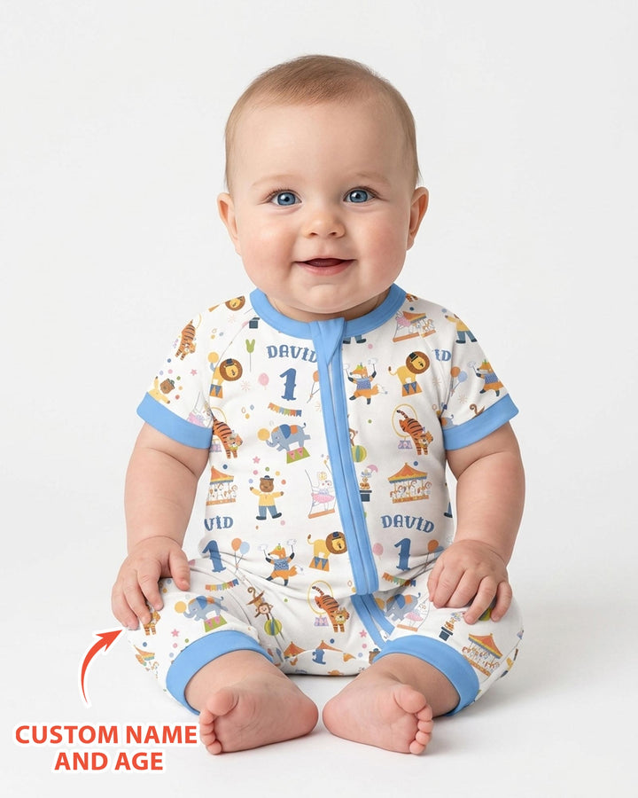 Custom Name Birthday Circus Bamboo Shorty Zippy
