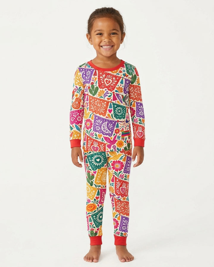 Mexican Fiesta Papel Picado Hispanic Bamboo Two Piece Long Sleeve Pajama Set