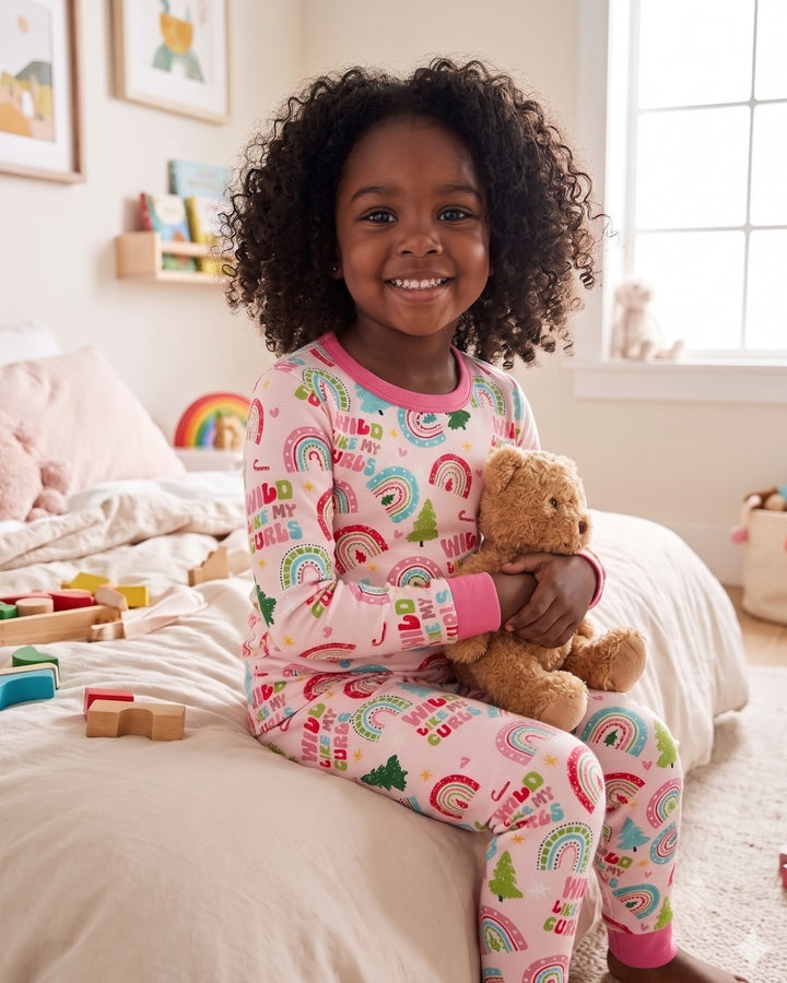 Wild Like My Curls Bamboo Two Piece Long Sleeve Pajama Set